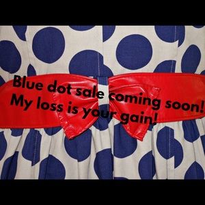 Big sale on all items with a blue dot.